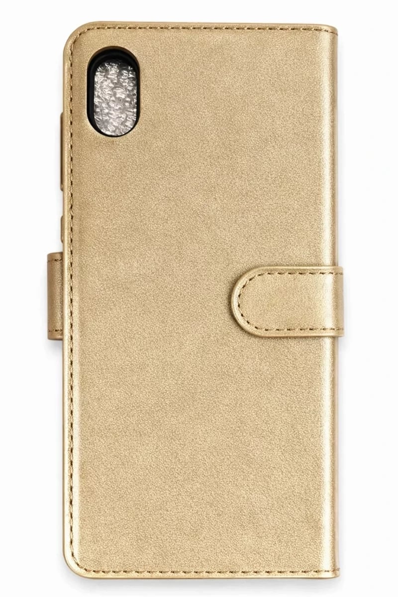 Apple iPhone XS Max Trend S Plus Kapaklı Kılıf - Gold