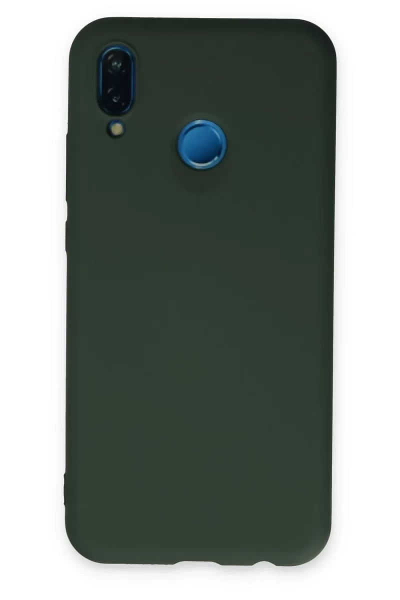 Huawei P20 Lite Kılıf Nano içi Kadife Silikon - Koyu Yeşil