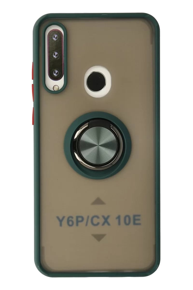 Huawei Y6P Kılıf Montreal Yüzüklü Silikon Kapak - Yeşil