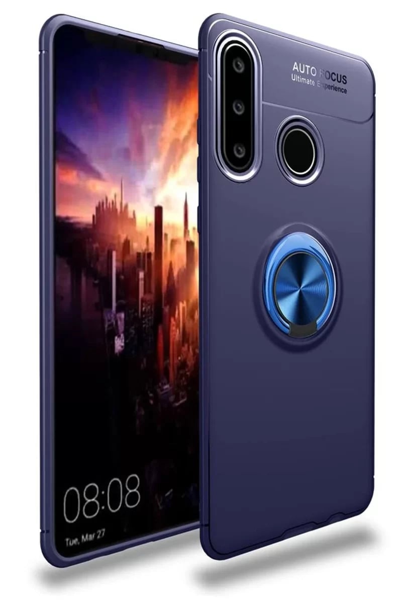 Huawei Y6P Kılıf Range Yüzüklü Silikon - Mavi