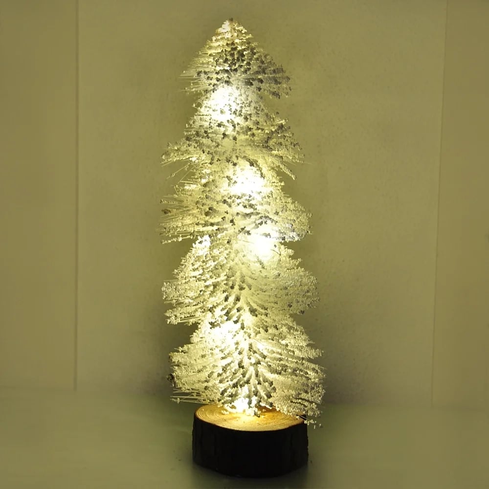 Işıklı Simli Dekoratif Beyaz Çam Ağacı - 30cm -