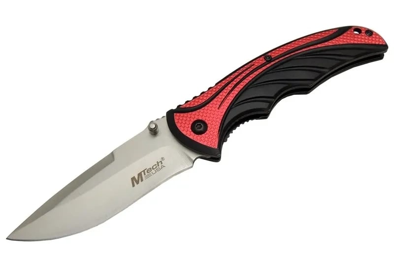 Mtech Handsome 455 Kırmızı Kamp Çakı 21cm - Yarı Otomatik, Kemerlikli