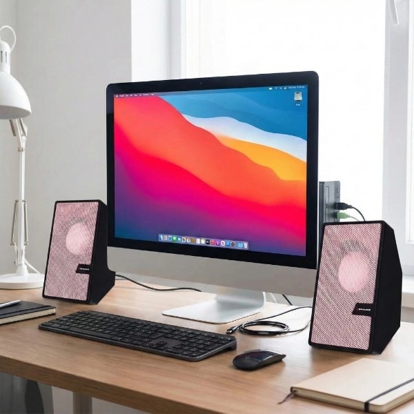 Pembe USB 2.0 + 3.5mm USB Hoparlör