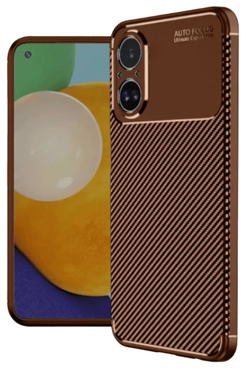 Realme 12 Lite Kılıf Auto Focus Karbon Kapak - Kahverengi