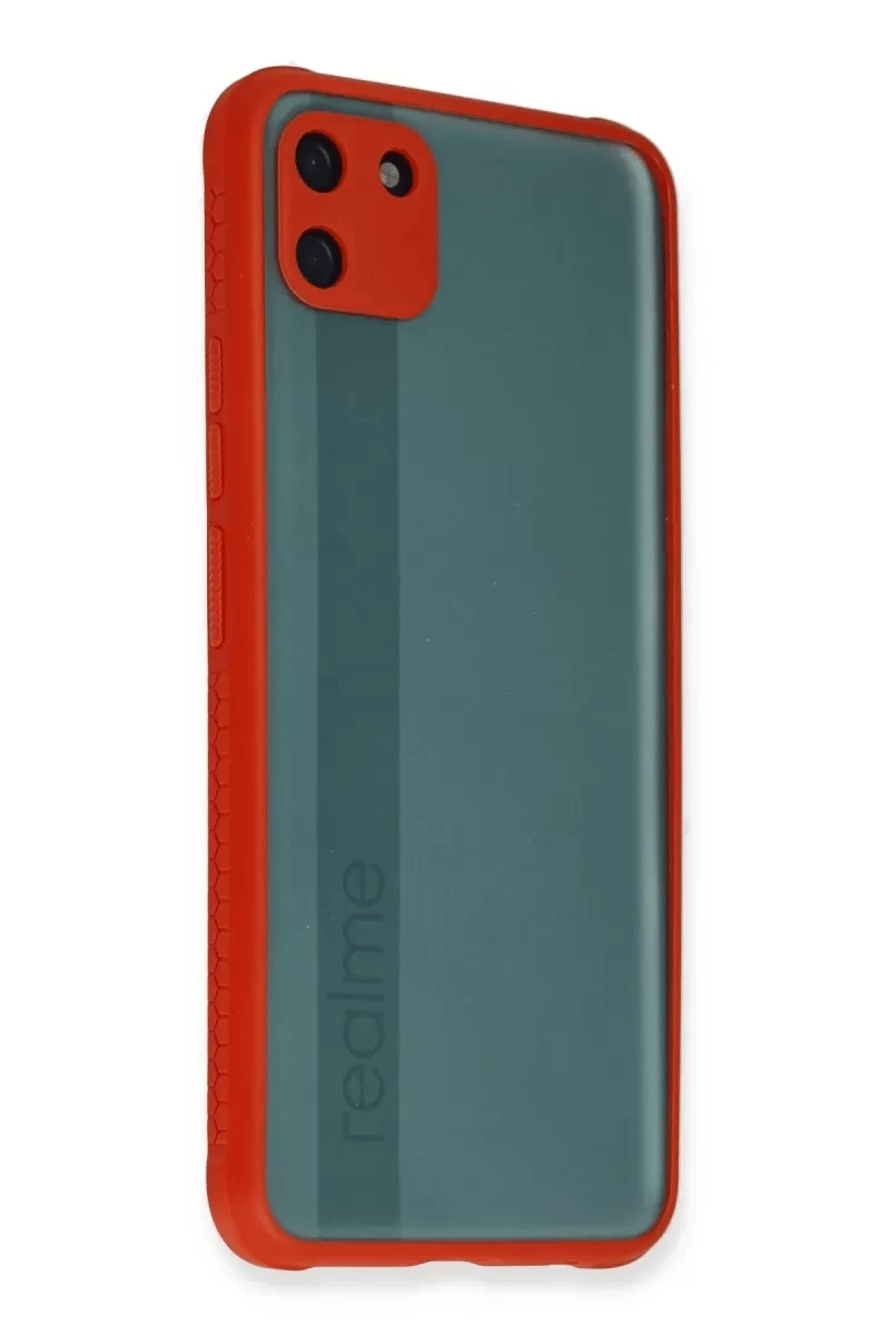 Realme C11 Kılıf Miami Şeffaf Silikon - Kırmızı