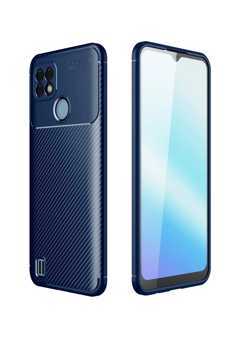 Realme C21 Kılıf Auto Focus Karbon Kapak - Lacivert