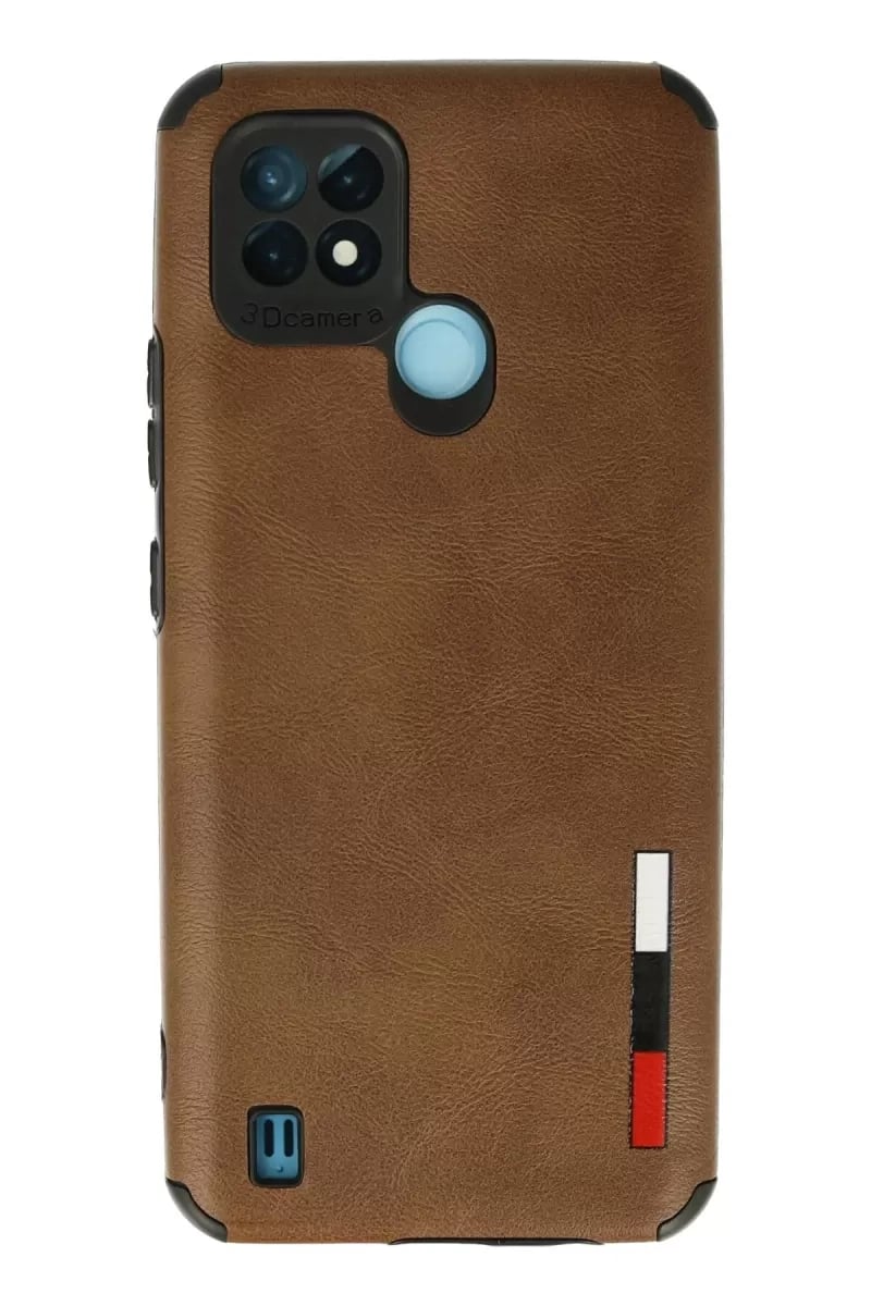 Realme C21 Kılıf Loop Deri Silikon - Kahverengi