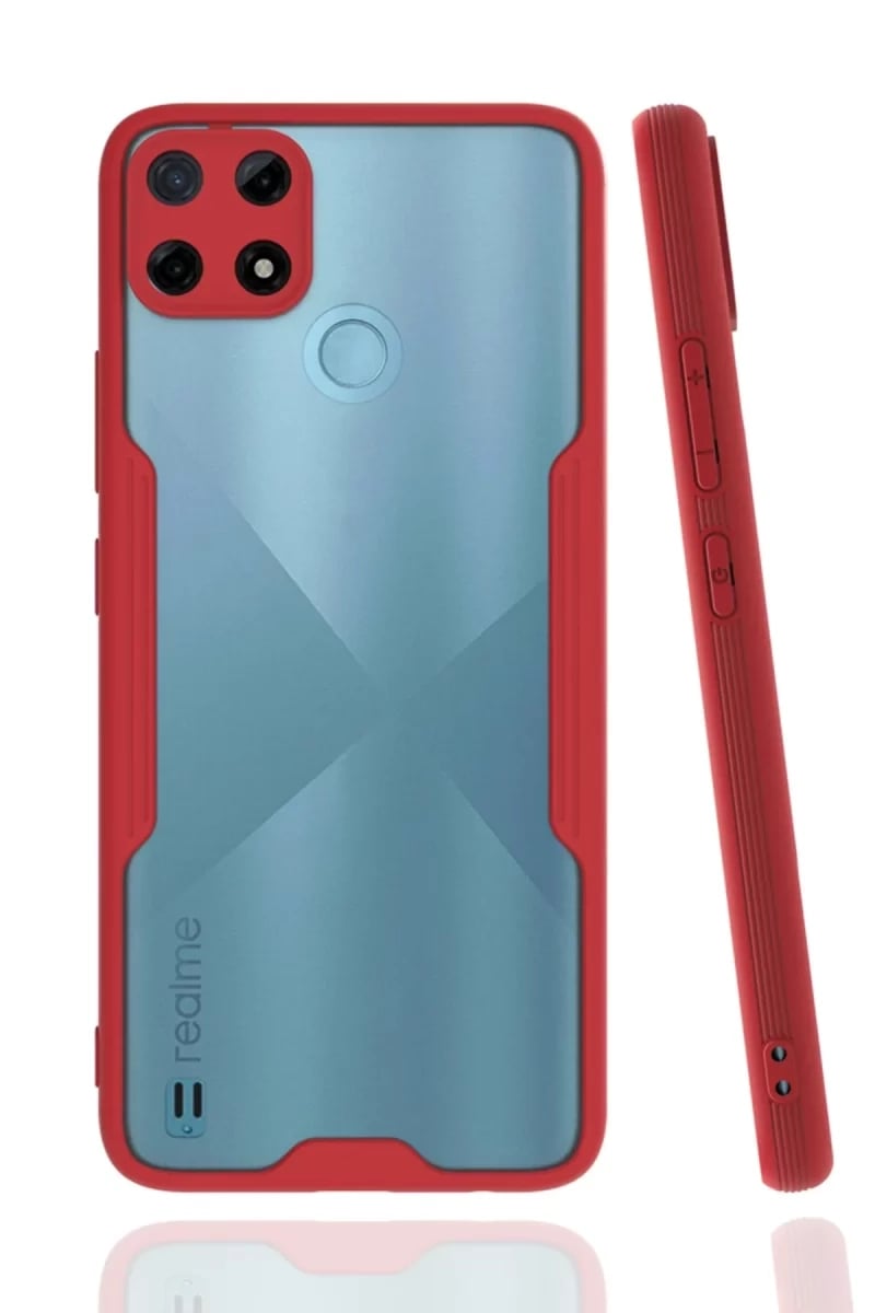 Realme C25Y Kılıf Platin Silikon - Kırmızı