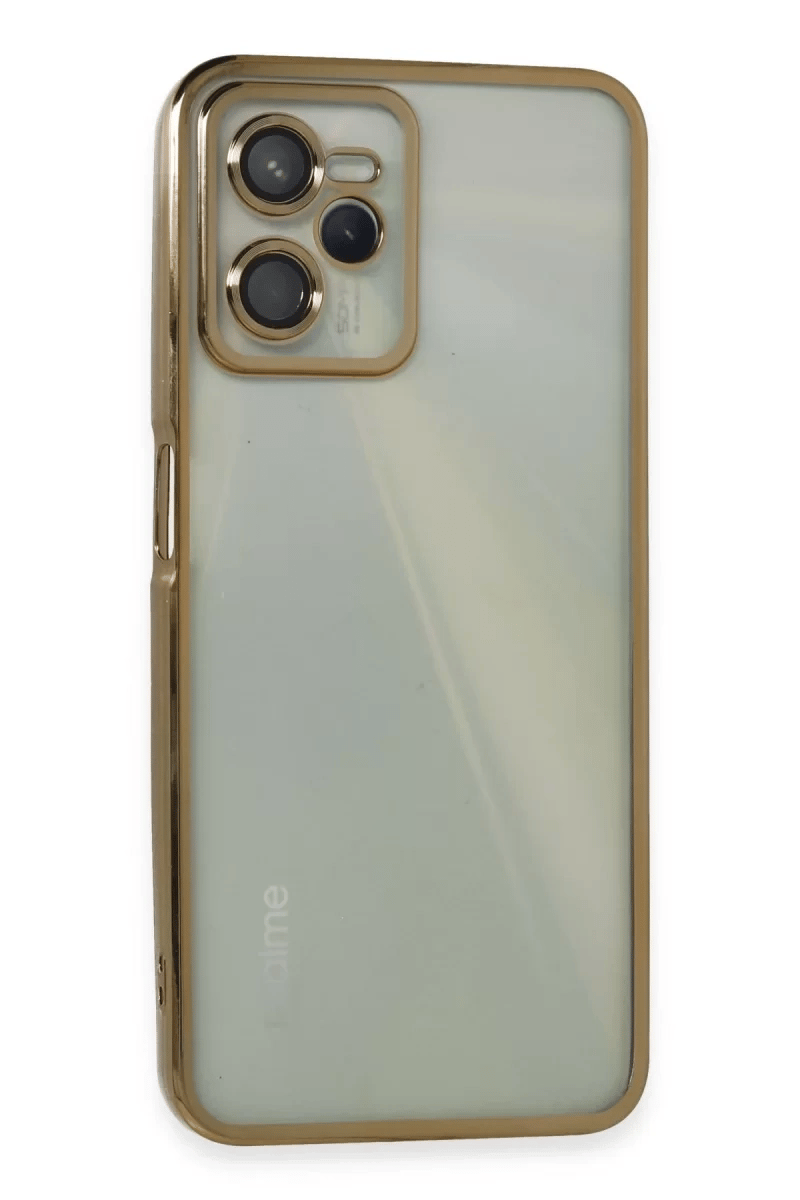 Realme C35 Kılıf Lensli Silikon - Gold