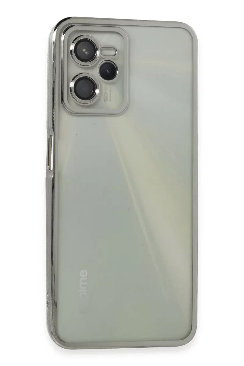 Realme C35 Kılıf Lensli Silikon - Gümüş