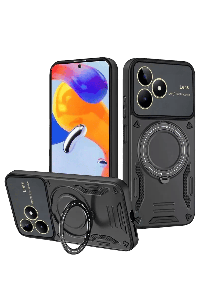 Realme C53 Kılıf Joy Lens Standlı Kapak - Siyah