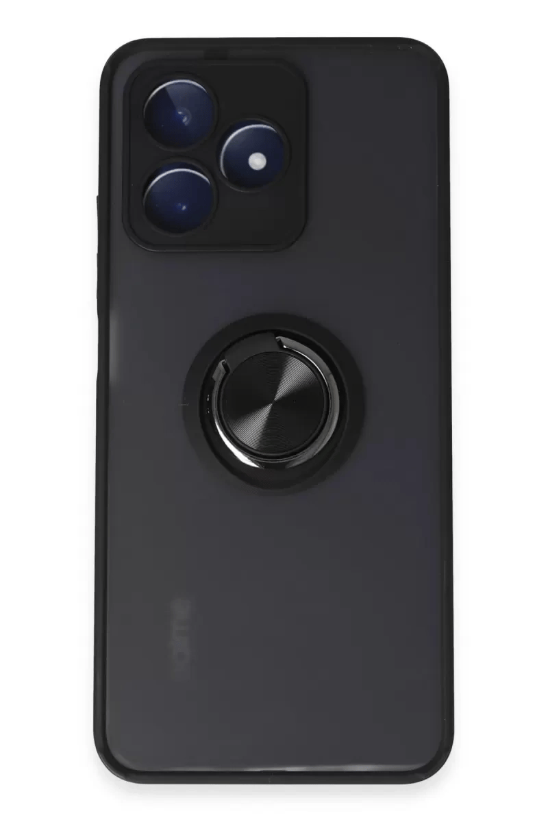 Realme C53 Kılıf Montreal Yüzüklü Silikon Kapak - Siyah