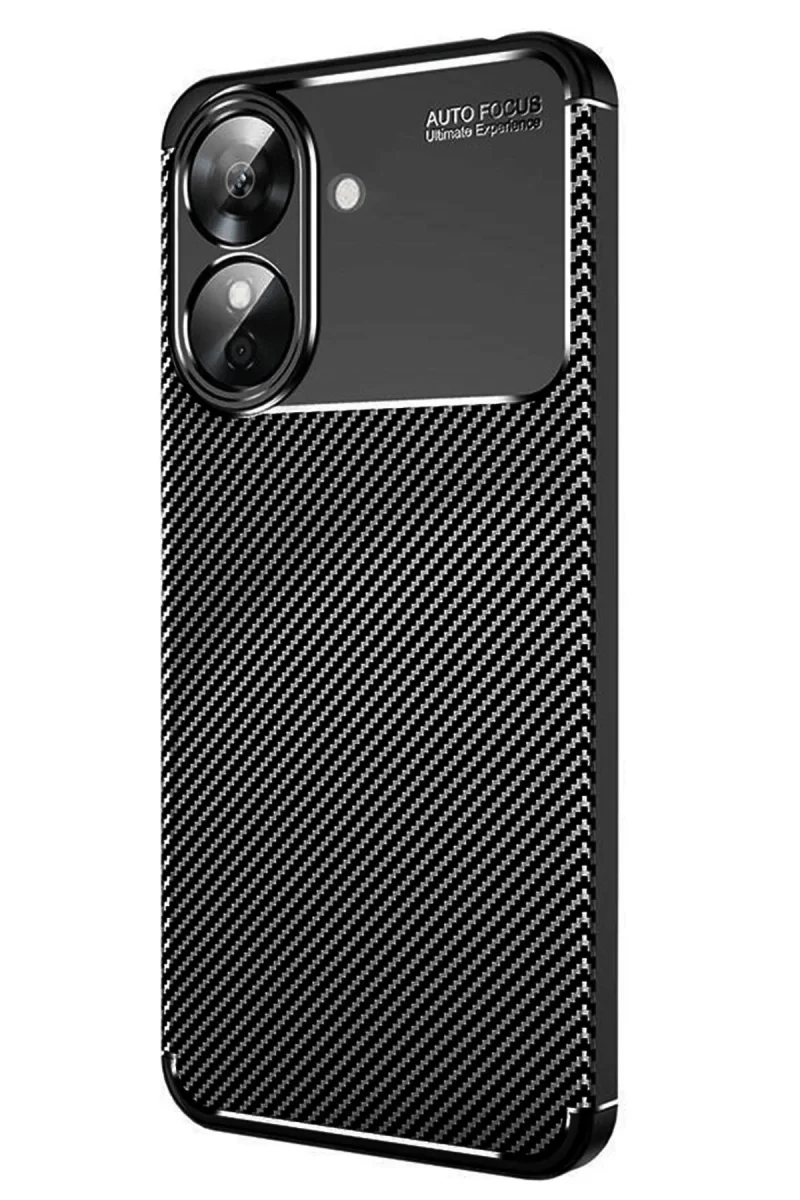 Realme Note 60 Kılıf Auto Focus Karbon Kapak - Siyah
