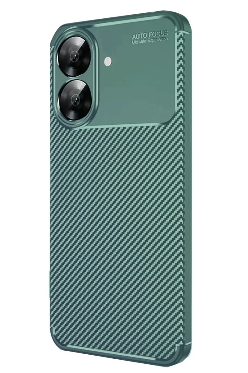 Realme Note 60 Kılıf Auto Focus Karbon Kapak - Koyu Yeşil