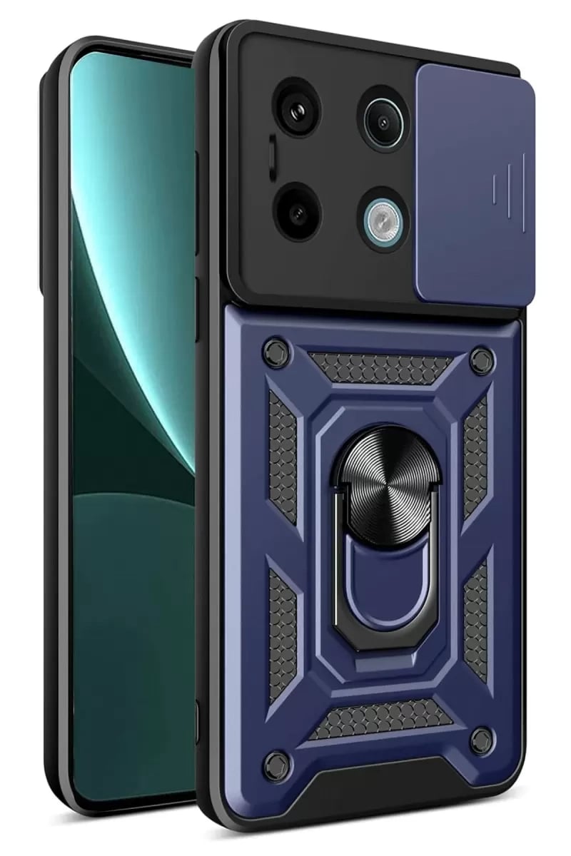 Redmi Note 13 Pro 4G Pars Lens Yüzüklü Silikon - Lacivert