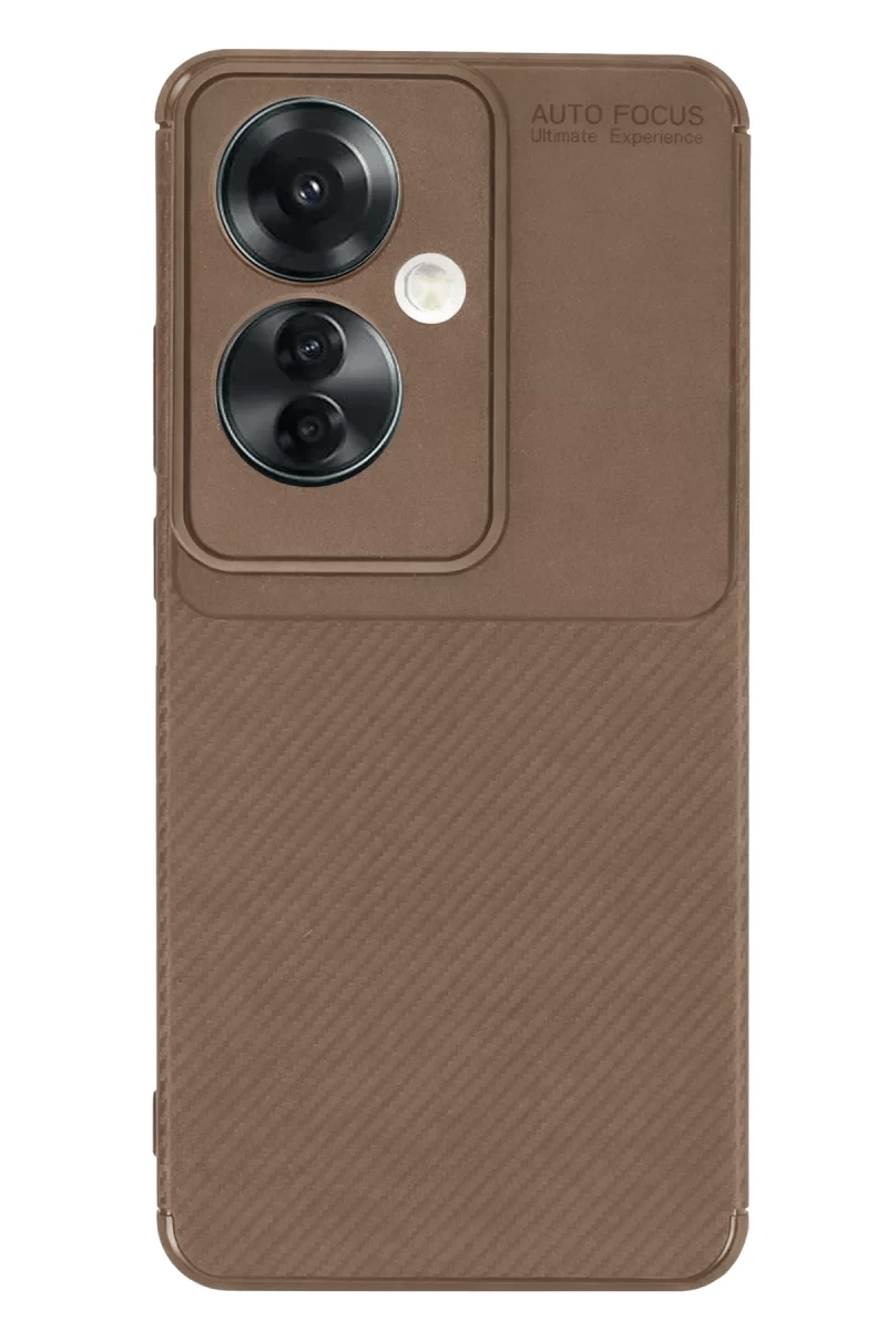 Reno 11F Kılıf Auto Focus Karbon Kapak - Kahverengi
