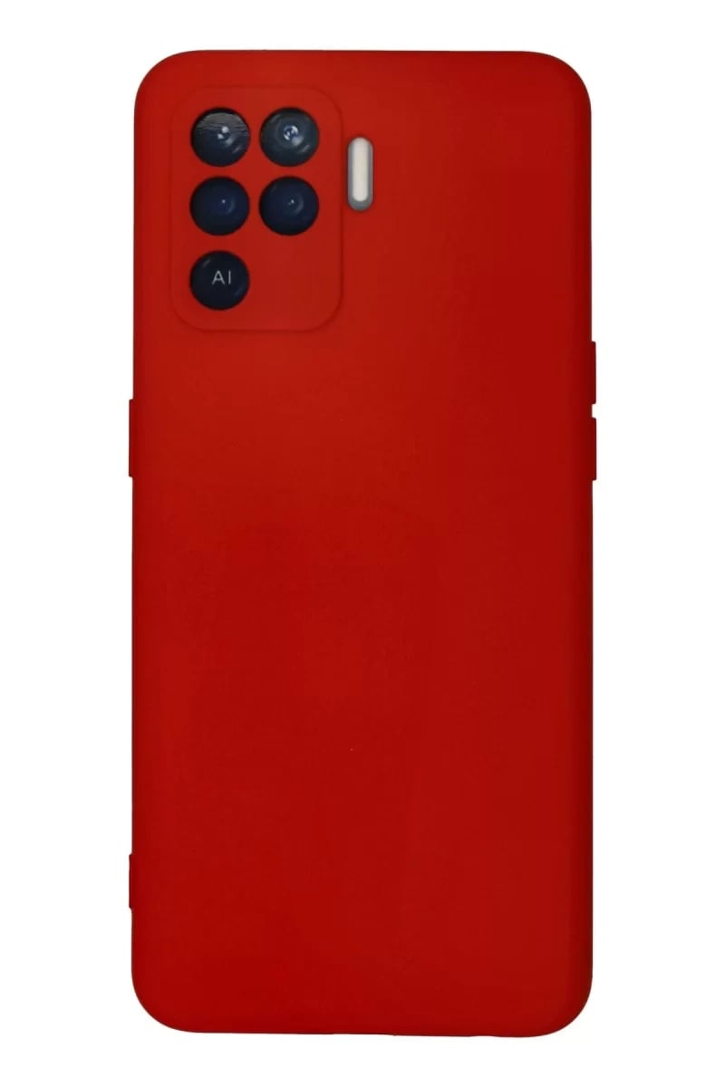Reno 5 Lite Kılıf Nano içi Kadife Silikon - Kırmızı