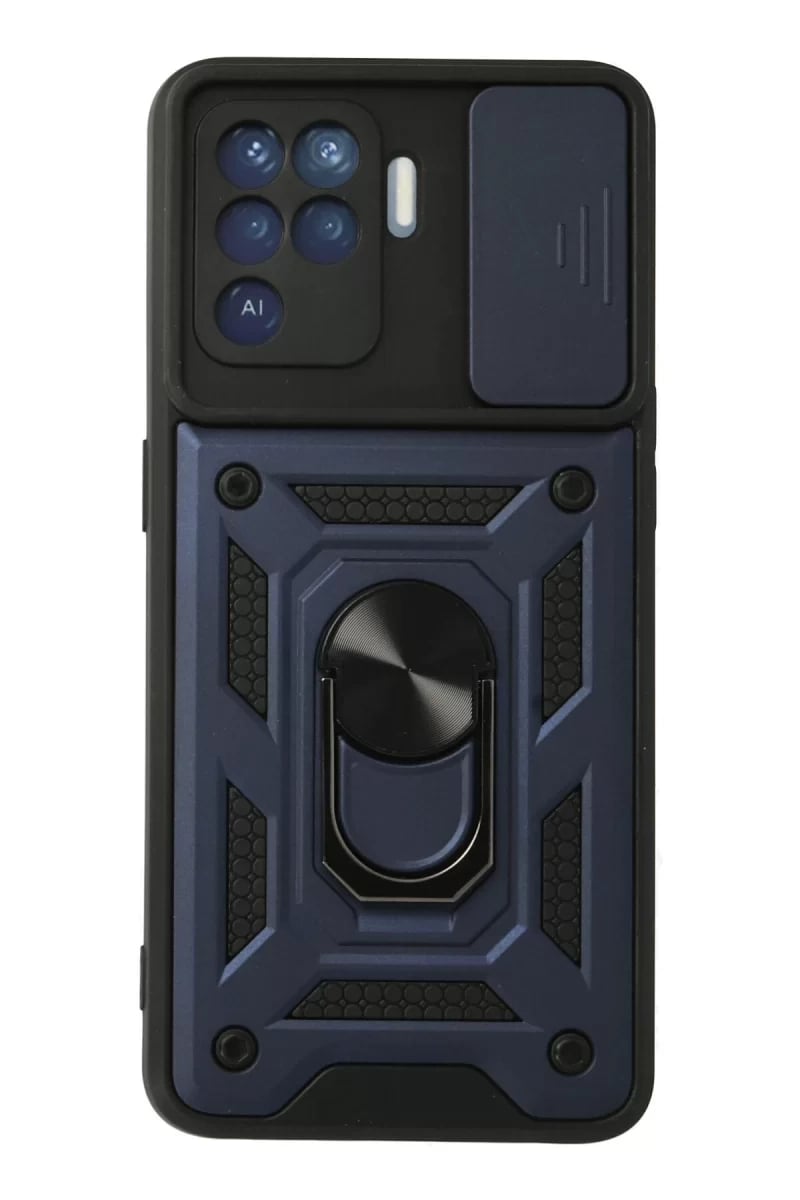 Reno 5 Lite Kılıf Pars Lens Yüzüklü Silikon - Lacivert