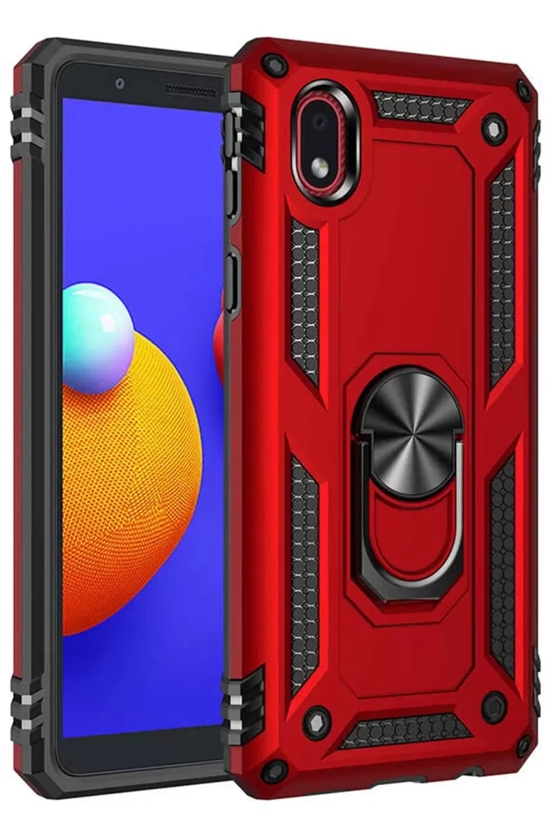 Samsung Galaxy A01 Core Kılıf Sofya Yüzüklü Silikon Kapak - Kırmızı