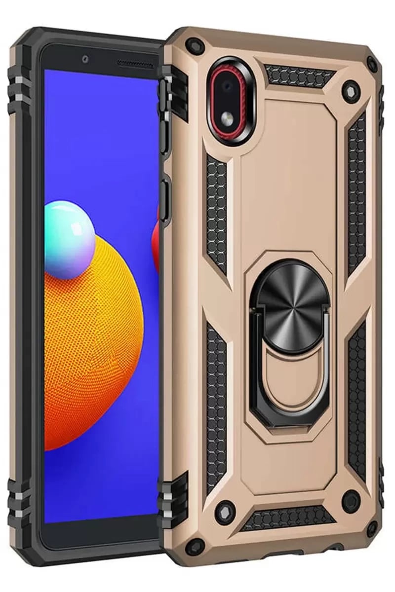 Samsung Galaxy A01 Core Kılıf Sofya Yüzüklü Silikon Kapak - Gold