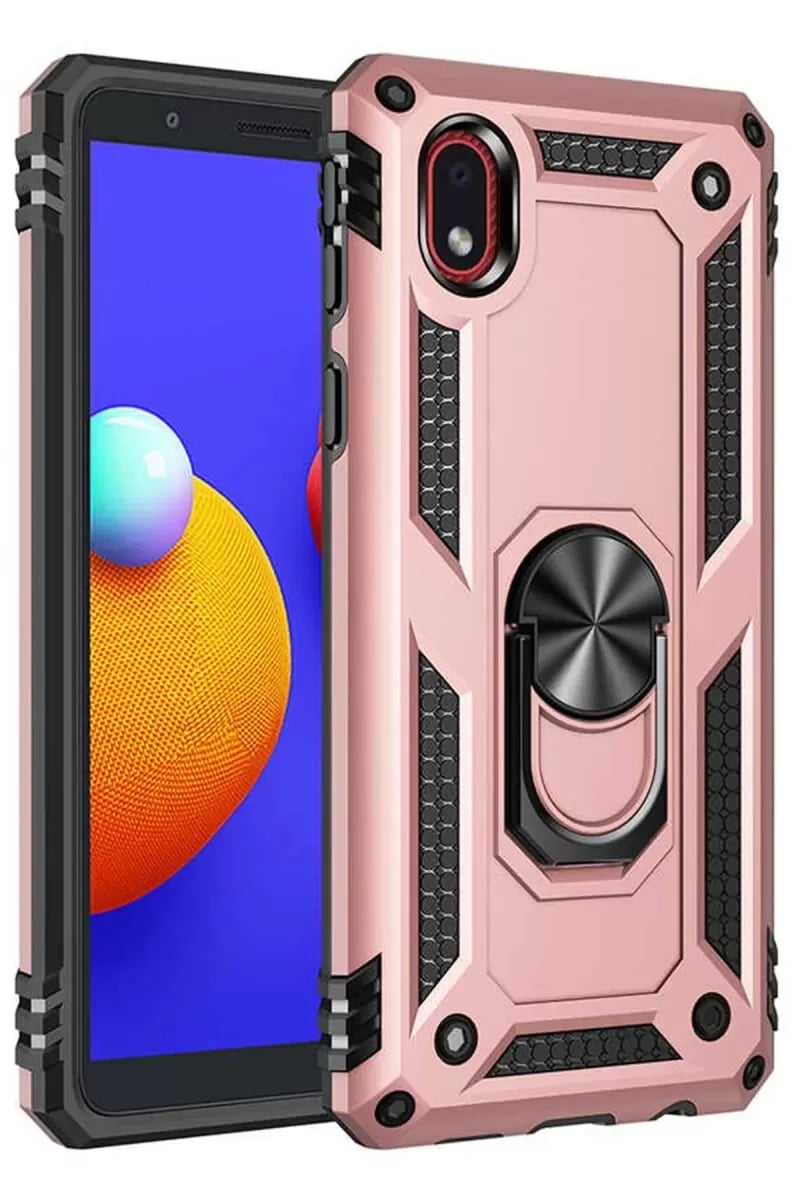 Samsung Galaxy A01 Core Kılıf Sofya Yüzüklü Silikon Kapak - Rose