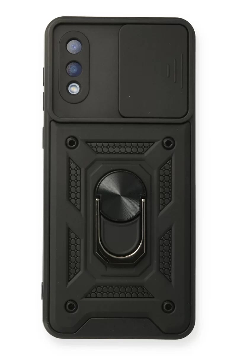 Samsung Galaxy A02 Kılıf Pars Lens Yüzüklü Silikon - Siyah