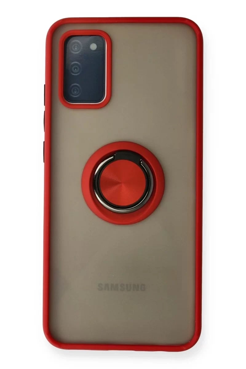 Samsung Galaxy A02S Kılıf Montreal Yüzüklü Silikon Kapak - Kırmızı