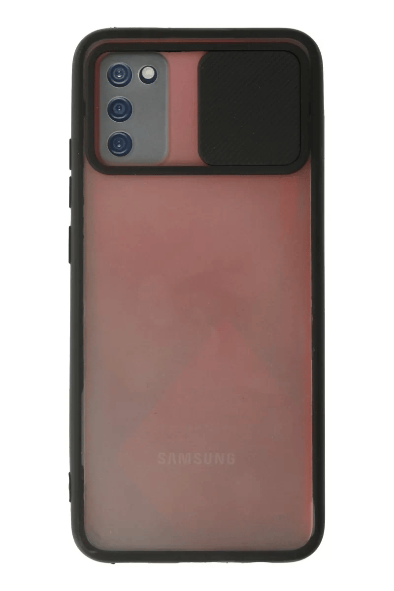 Samsung Galaxy A02S Kılıf Palm Buzlu Kamera Sürgülü Silikon - Siyah