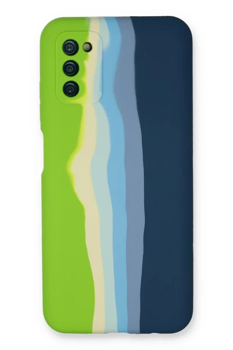 Samsung Galaxy A03S Kılıf Ebruli Lansman Silikon - Yeşil-Koyu Yeşil