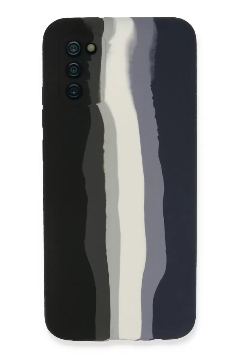 Samsung Galaxy A03S Kılıf Ebruli Lansman Silikon - Siyah-Lacivert