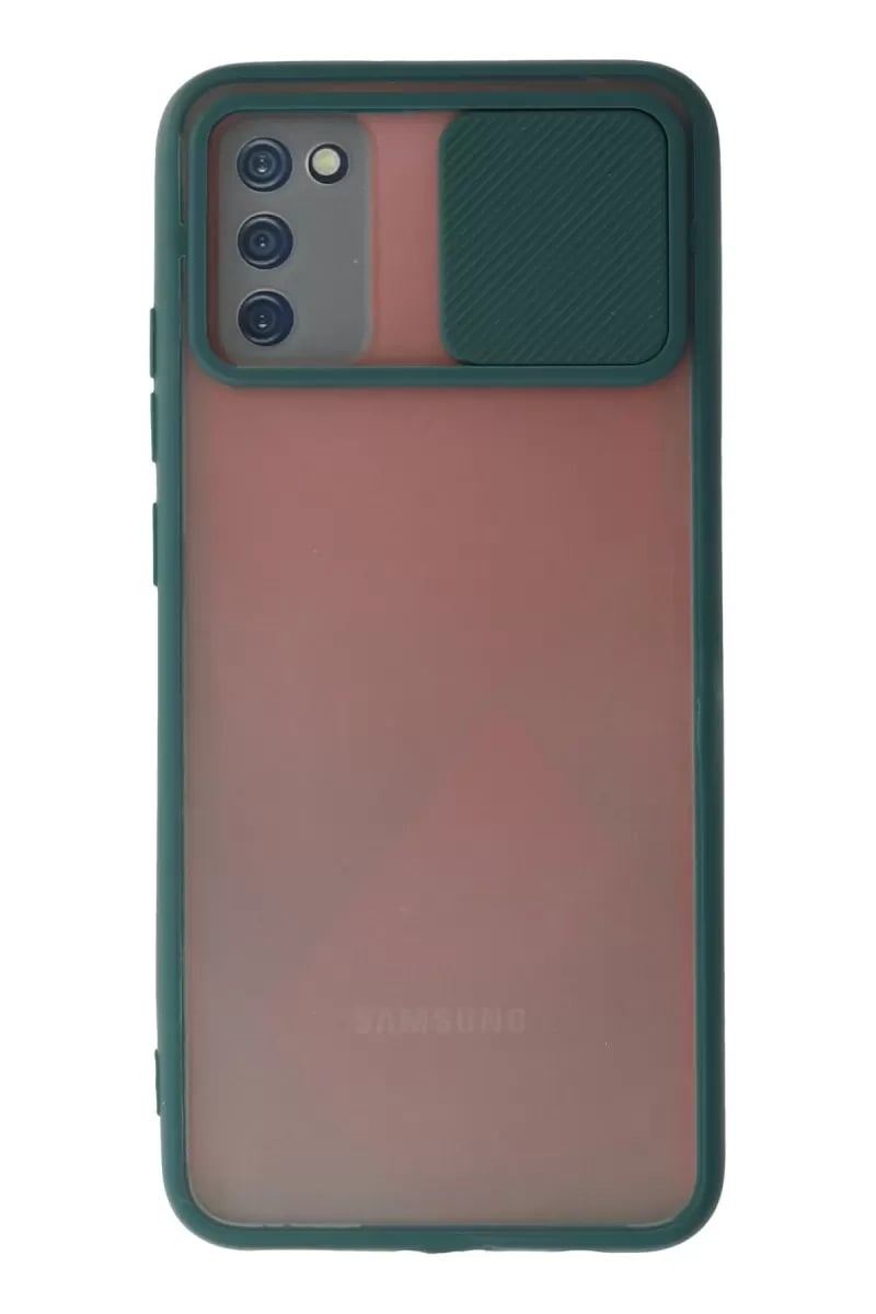 Samsung Galaxy A03S Kılıf Palm Buzlu Kamera Sürgülü Silikon - Yeşil