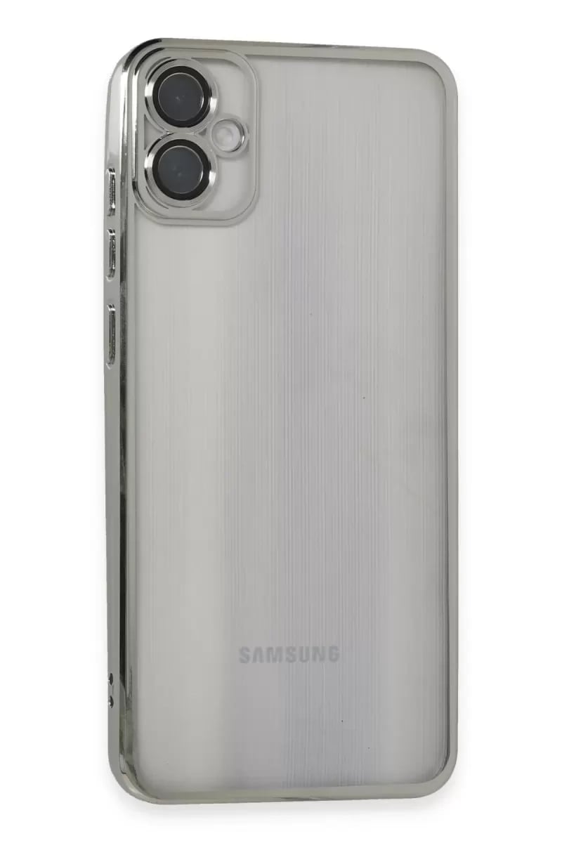 Samsung Galaxy A05 Kılıf Lensli Silikon - Gümüş