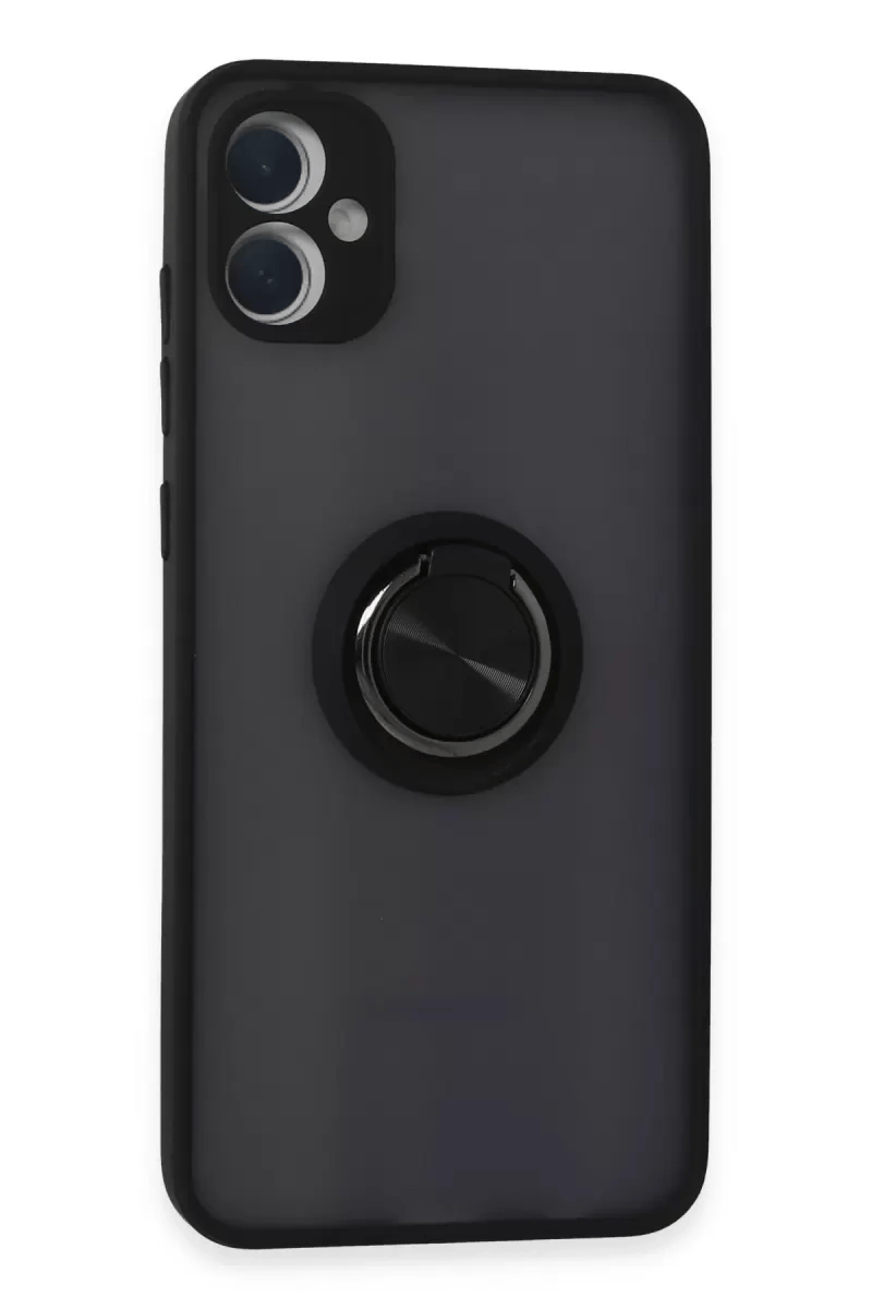 Samsung Galaxy A05 Kılıf Montreal Yüzüklü Silikon Kapak - Siyah