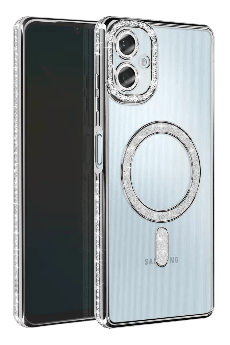 Samsung Galaxy A06 Joke Simli Magneticsafe Kılıf - Gümüş