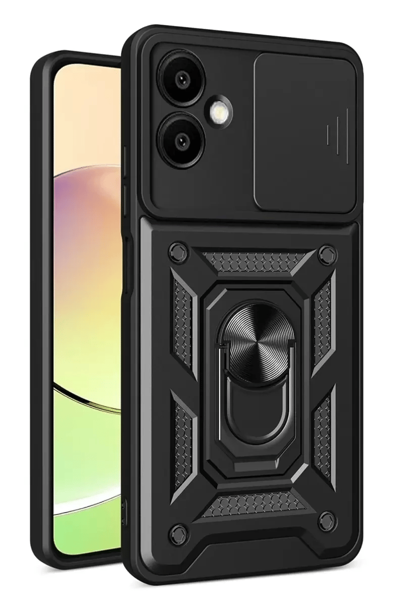 Samsung Galaxy A07 4G Pars Lens Yüzüklü Silikon - Siyah