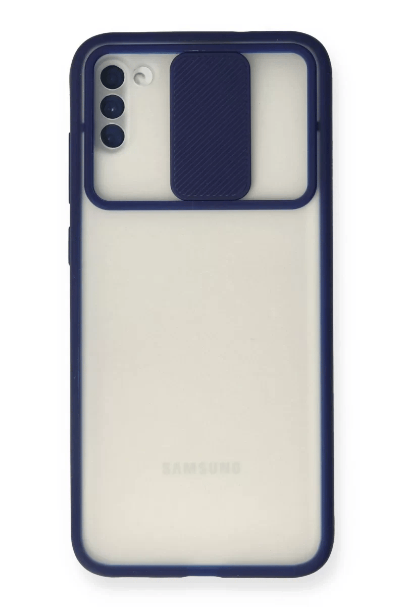 Samsung Galaxy A11 Kılıf Palm Buzlu Kamera Sürgülü Silikon - Lacivert