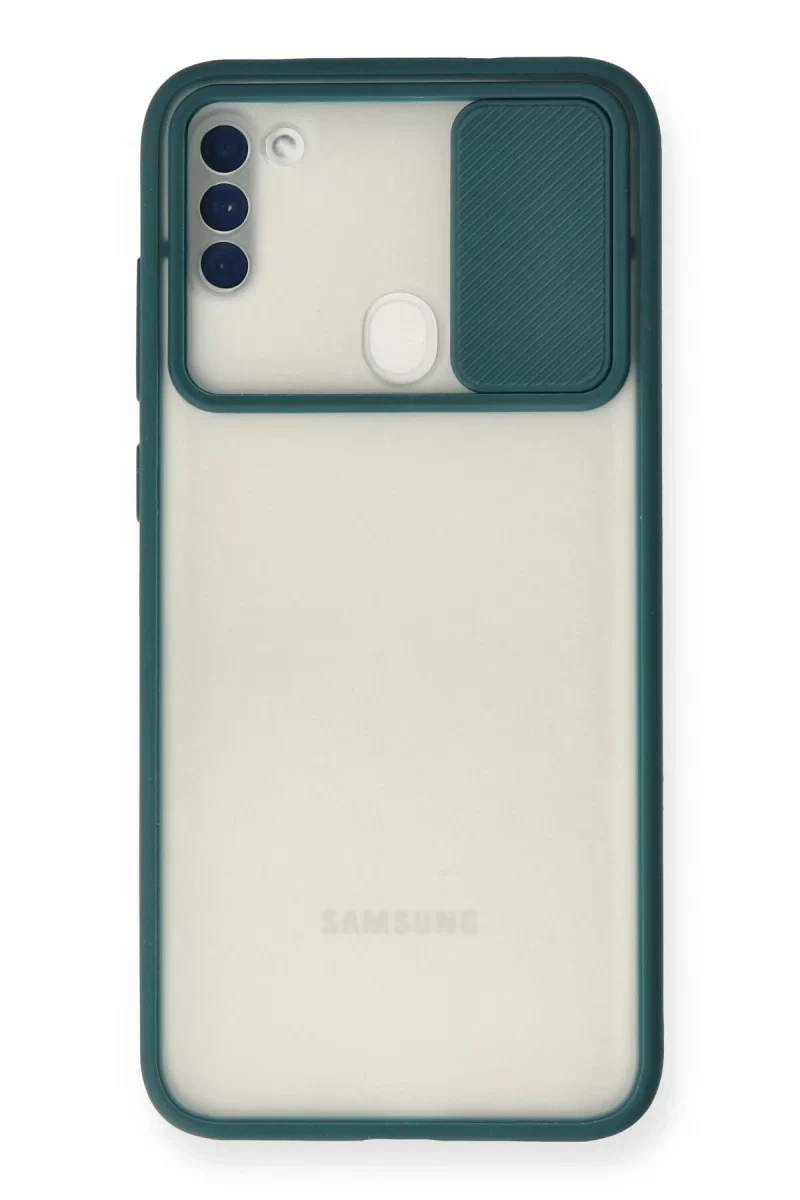 Samsung Galaxy A11 Kılıf Palm Buzlu Kamera Sürgülü Silikon - Yeşil