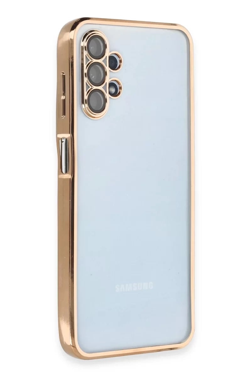 Samsung Galaxy A13 4G Kılıf Lensli Silikon - Gold