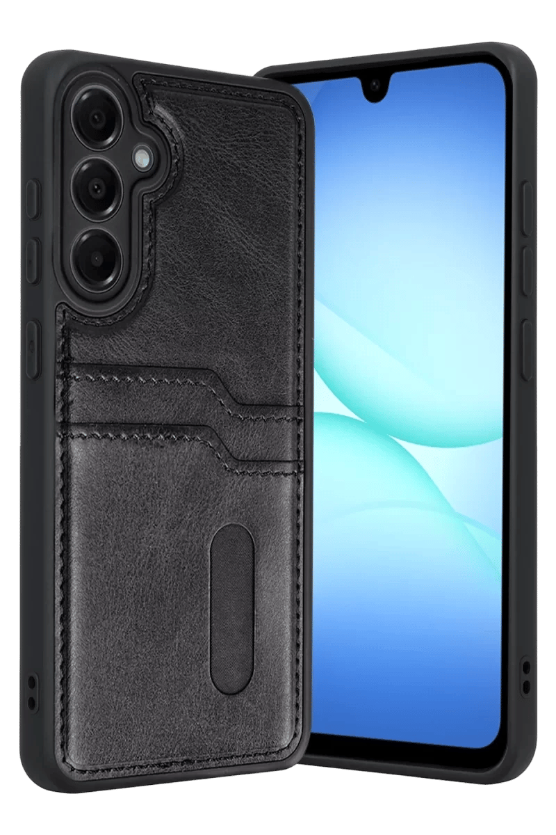 Samsung Galaxy A17 5G Sara Kartvizitli Deri Kılıf - Siyah