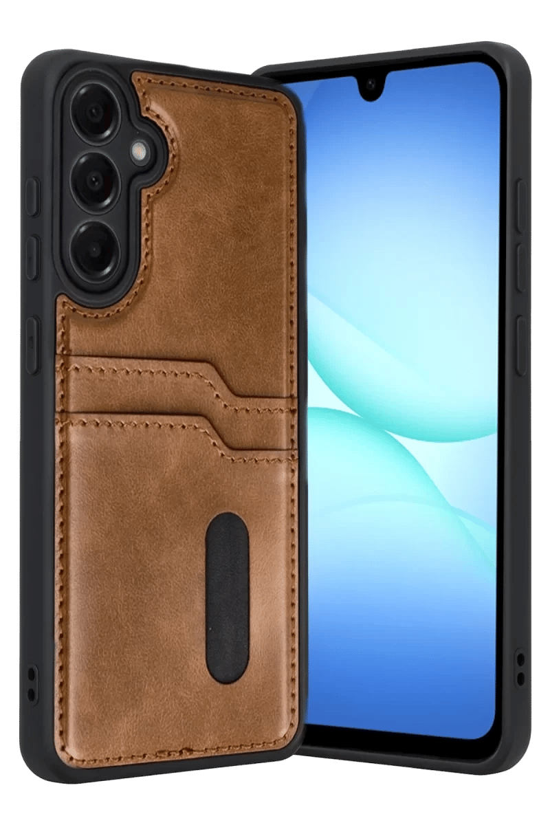 Samsung Galaxy A17 5G Sara Kartvizitli Deri Kılıf - Taba