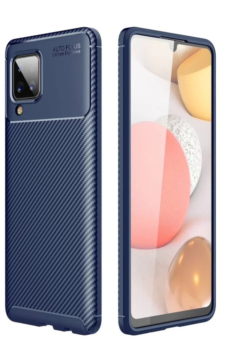 Samsung Galaxy A22 Kılıf Auto Focus Karbon Kapak - Lacivert