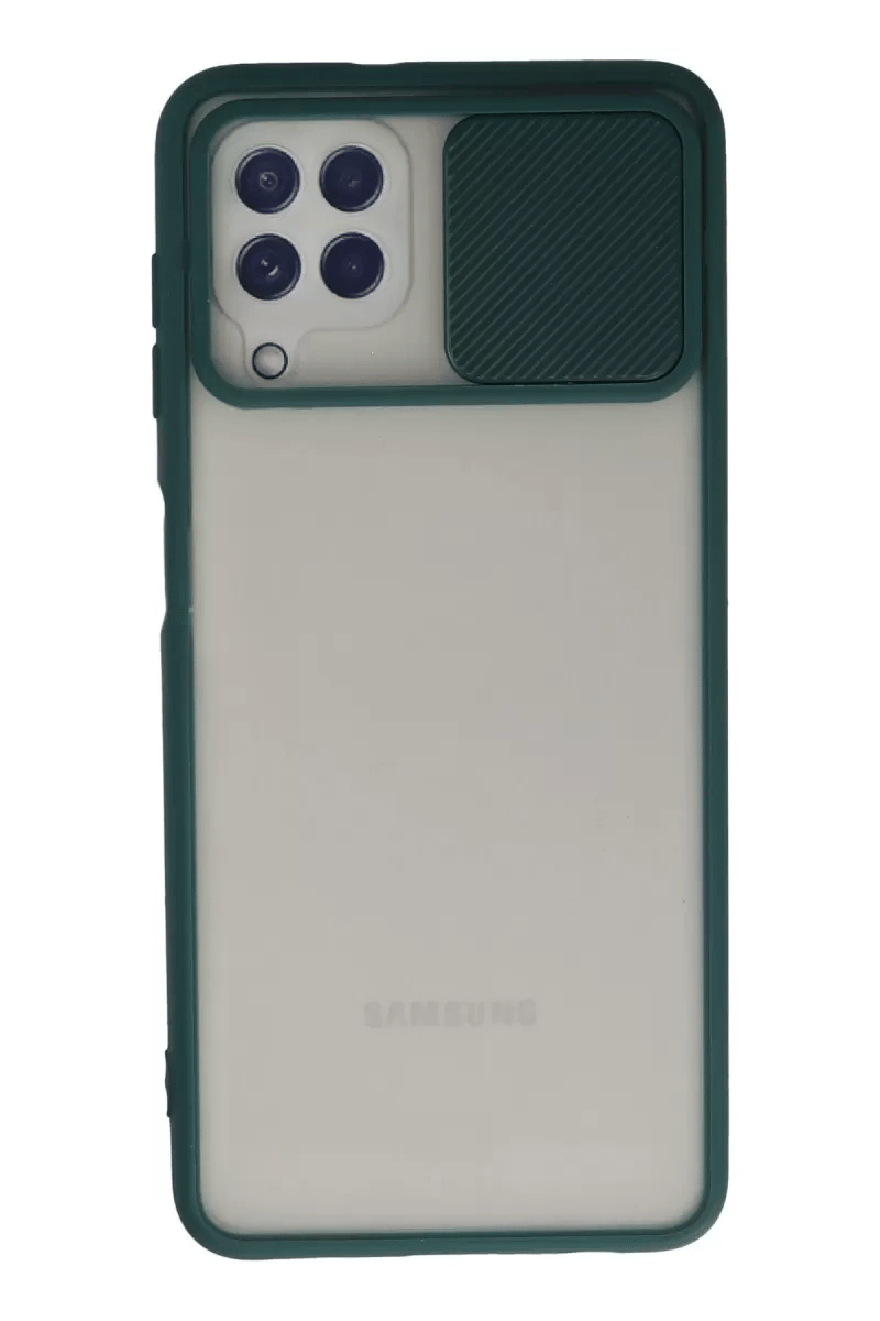 Samsung Galaxy A22 Kılıf Palm Buzlu Kamera Sürgülü Silikon - Yeşil