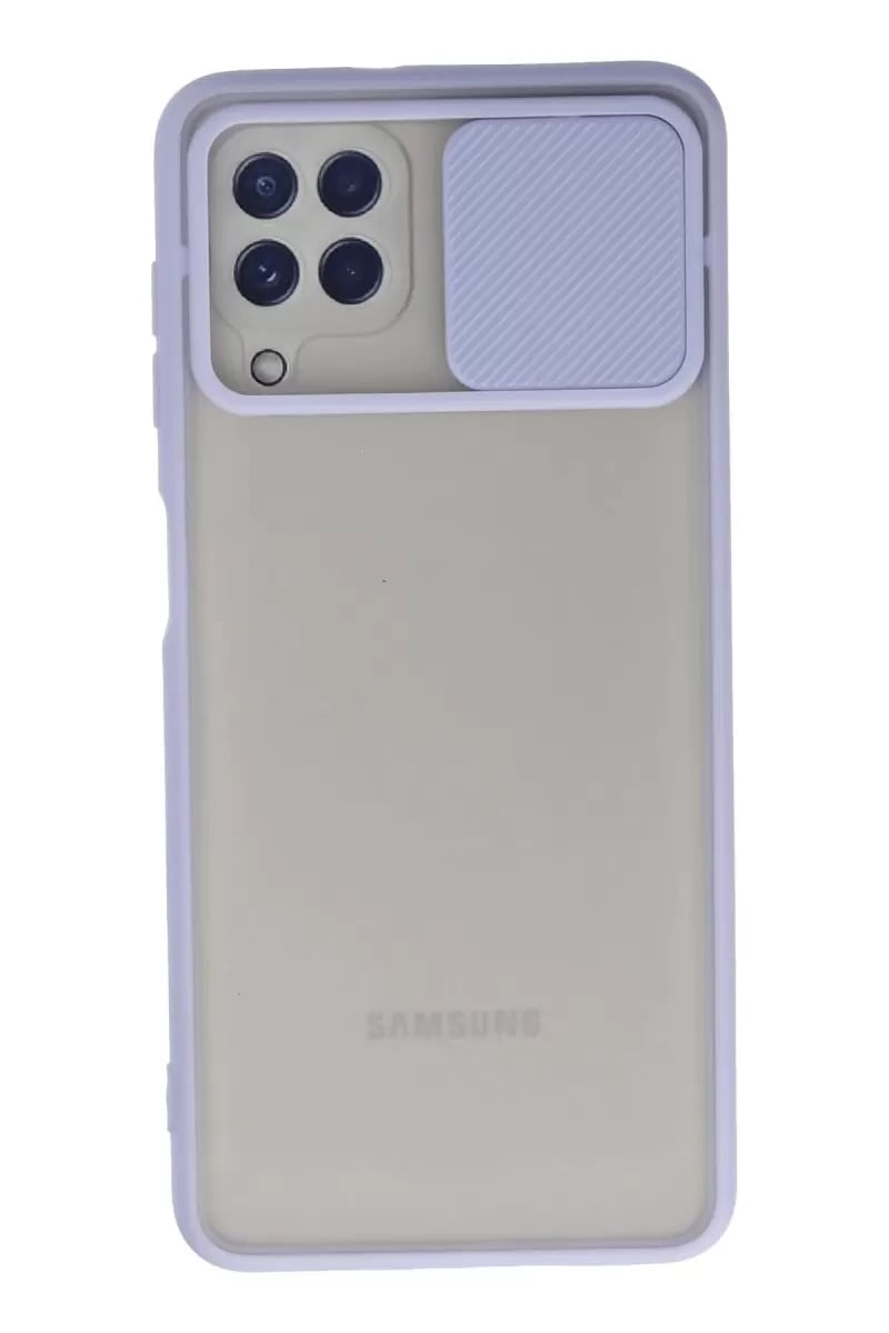 Samsung Galaxy A22 Kılıf Palm Buzlu Kamera Sürgülü Silikon - Lila