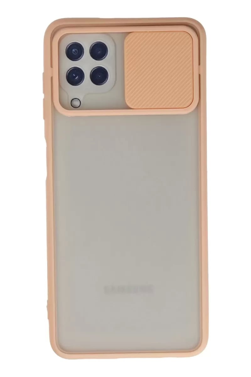 Samsung Galaxy A22 Kılıf Palm Buzlu Kamera Sürgülü Silikon - Pembe