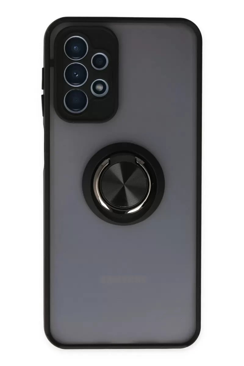 Samsung Galaxy A23 4G Kılıf Montreal Yüzüklü Silikon Kapak - Siyah