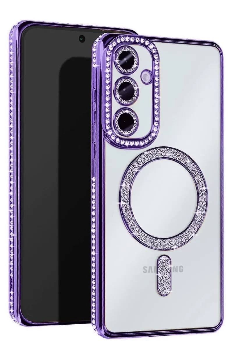 Samsung Galaxy A25 5G Joke Simli Magneticsafe Kılıf - Derin Mor