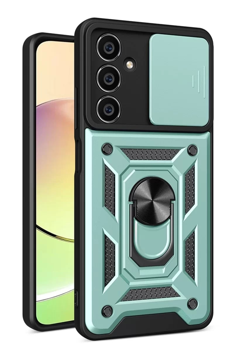 Samsung Galaxy A25 5G Kılıf Pars Lens Yüzüklü Silikon - Yeşil