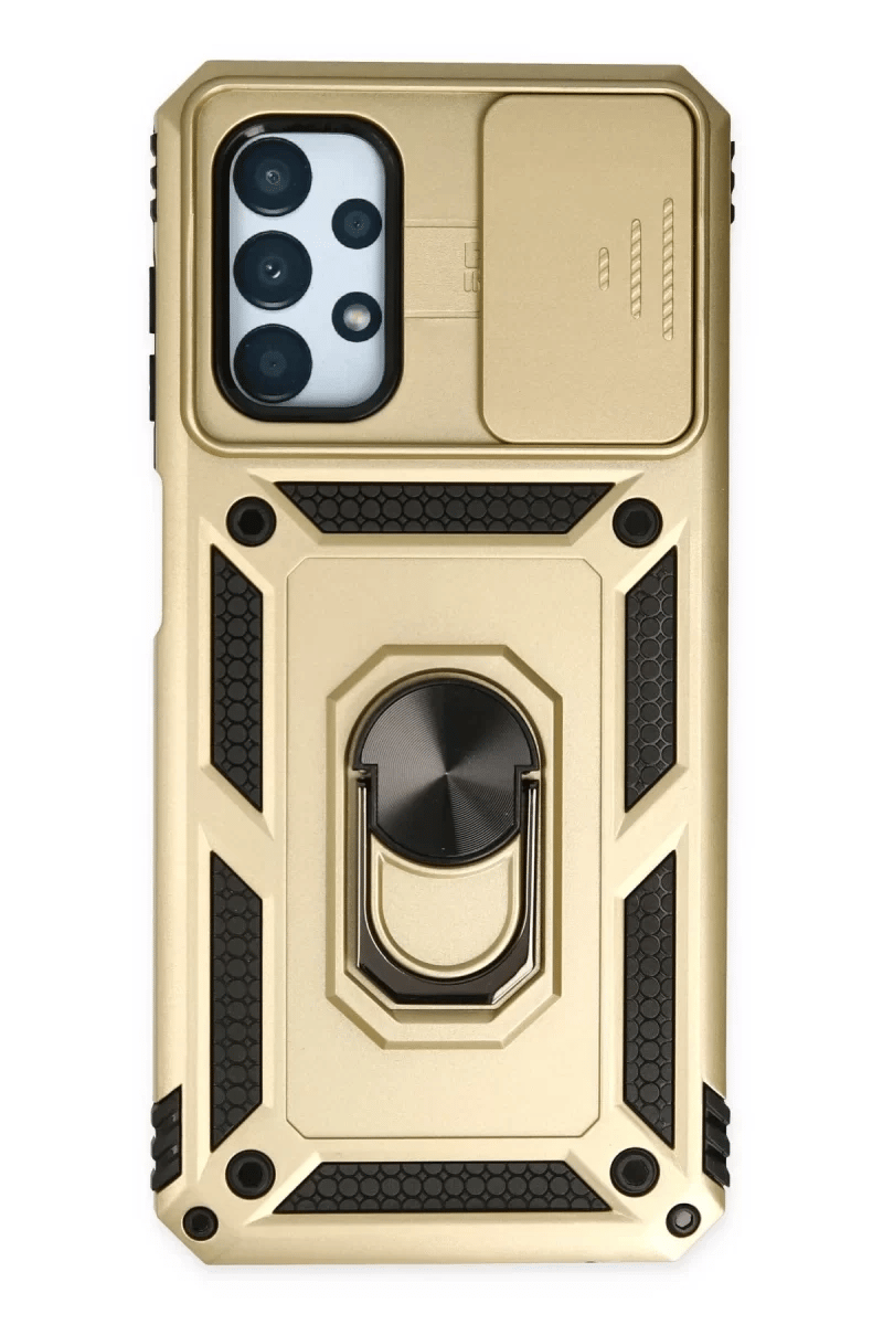 Samsung Galaxy A33 5G Kılıf Pars Lens Yüzüklü Silikon - Gold