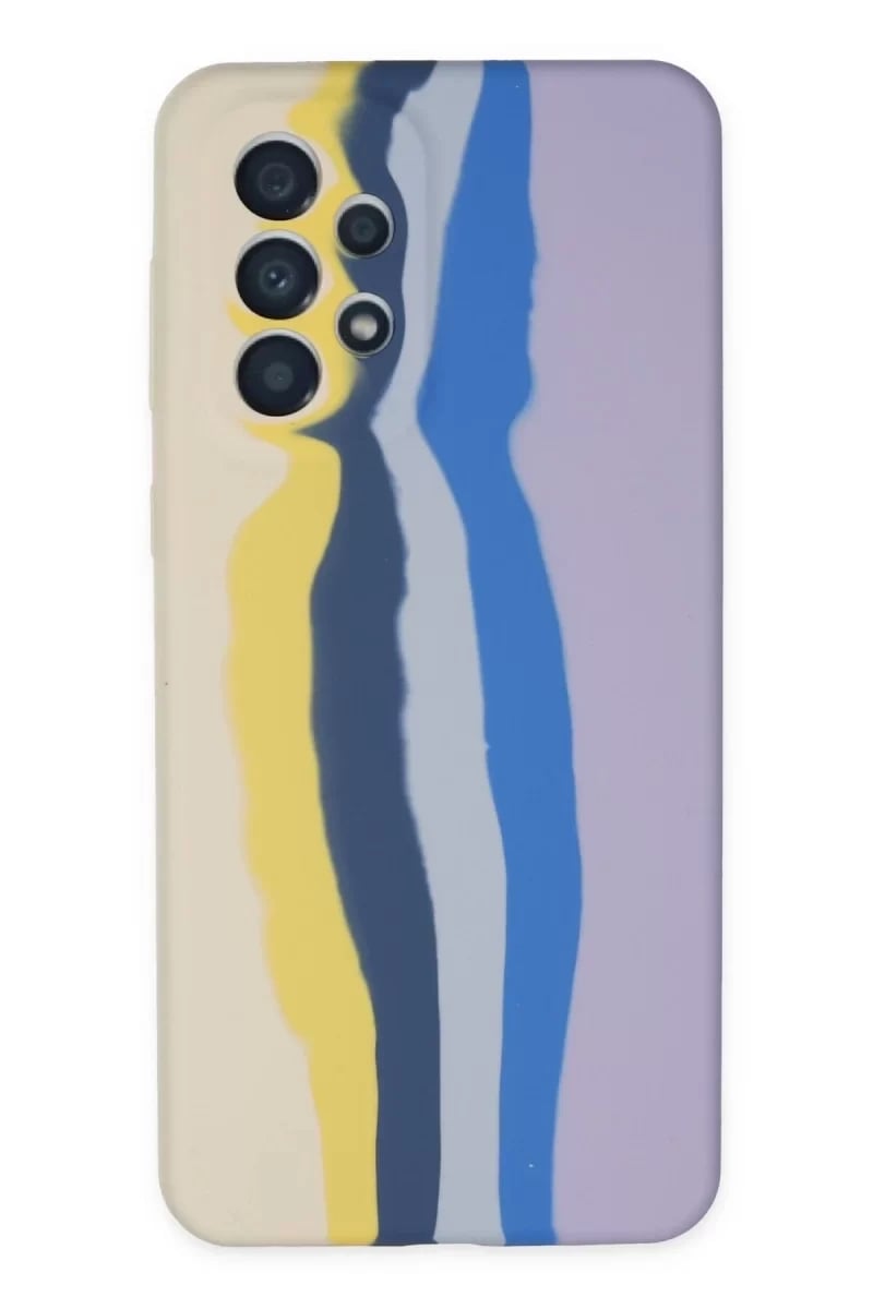 Samsung Galaxy A53 5G Kılıf Ebruli Lansman Silikon - Sarı-Lila