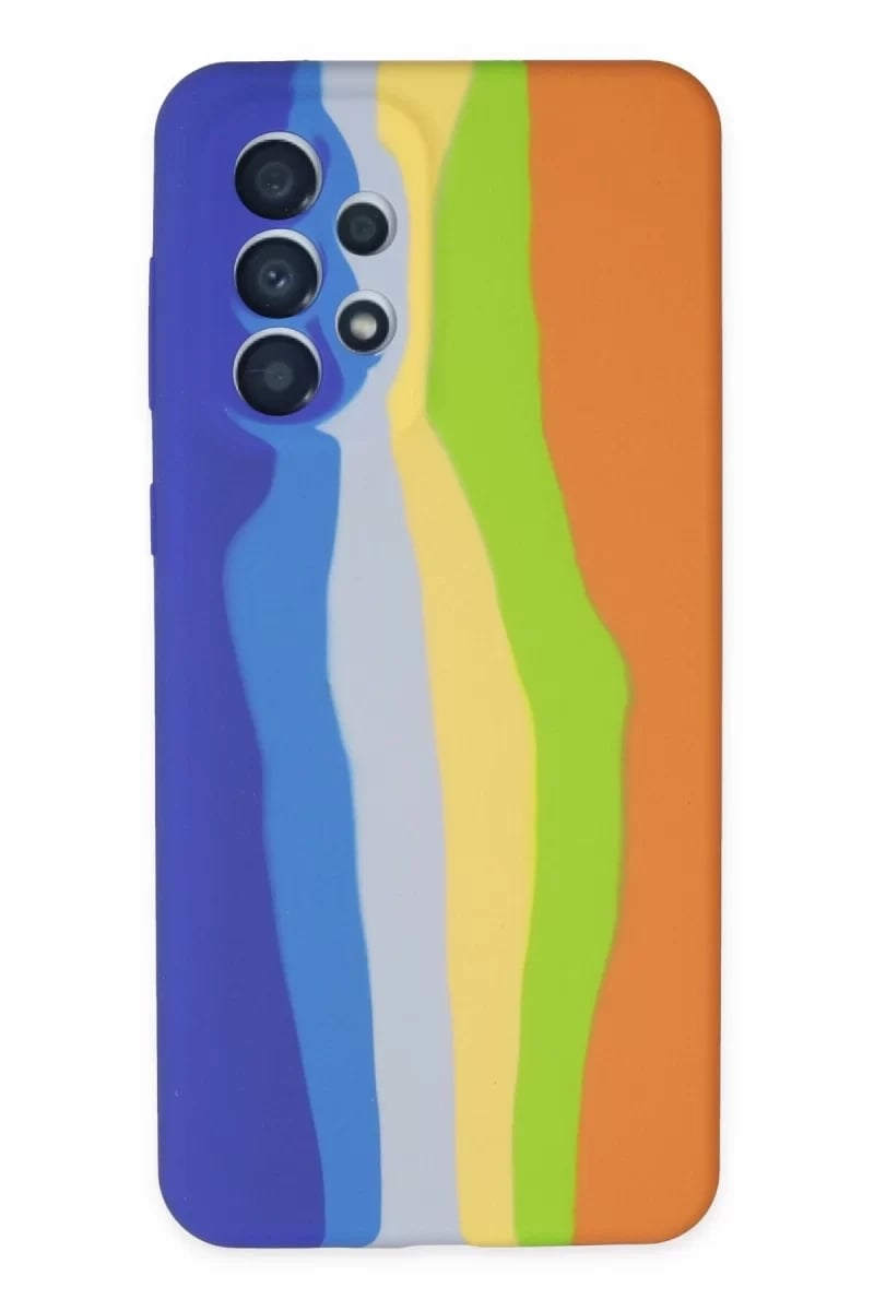 Samsung Galaxy A53 5G Kılıf Ebruli Lansman Silikon - Mavi-Turuncu